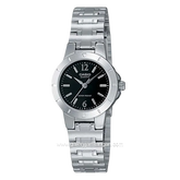 CASIO LTP-1177A-1ADF Ladies Silver Dial Black Stainless Steel