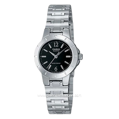 CASIO LTP-1177A-1ADF Ladies Silver Dial Black Stainless Steel