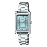 CASIO LTP-1234DD-2ADF Tank Ladies Silver Dial Blue Stainless Steel