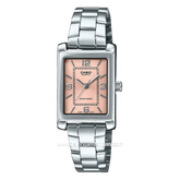 CASIO LTP-1234DD-4ADF Tank Ladies Silver Dial Pink Stainless Steel