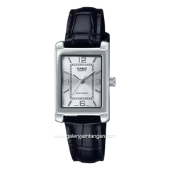 CASIO LTP-1234LL-7ADF Tank Ladies Black Silver Leather Strap