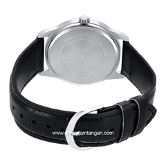 CASIO LTP-V001L-7BUDF Black Dial Silver Leather Strap