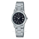 CASIO LTP-V002D-1BUDF Silver Dial Black Stainless Steel