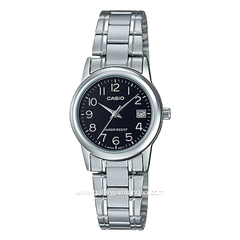 CASIO LTP-V002D-1BUDF Silver Dial Black Stainless Steel
