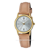 CASIO LTP-V002GL-7B3UDF Beige Gold Dial Silver Leather Strap