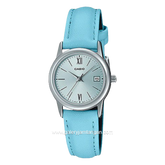 CASIO LTP-V002L-2B3UDF Blue Silver Leather Strap