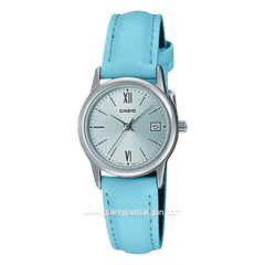 CASIO LTP-V002L-2B3UDF Blue Silver Leather Strap