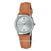 CASIO LTP-V002L-7B3UDF Brown Silver Leather Strap