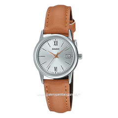 CASIO LTP-V002L-7B3UDF Brown Silver Leather Strap