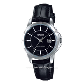 CASIO General LTP-V004L-1AUDF Black Silver Leather Strap