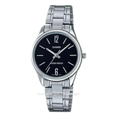 CASIO LTP-V005D-1BUDF Silver Dial Black Stainless Steel