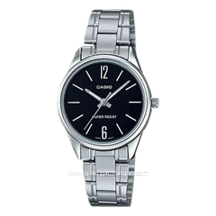 CASIO LTP-V005D-1BUDF Silver Dial Black Stainless Steel