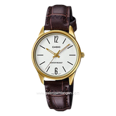 CASIO LTP-V005GL-7BUDF Brown Gold Dial White Leather Strap