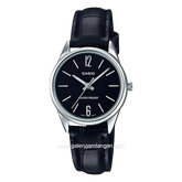 CASIO LTP-V005L-1BUDF Black Silver Leather Strap