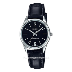 CASIO LTP-V005L-1BUDF Black Silver Leather Strap
