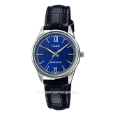 CASIO LTP-V005L-2BUDF Black Silver Dial Blue Leather Strap