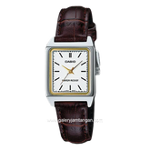 CASIO LTP-V007L-7E2UDF Brown Silver Dial White Leather Strap