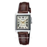 CASIO LTP-V007L-9BUDF Brown Silver Leather Strap