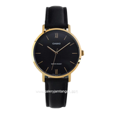 CASIO LTP-VT01GL-1BUDF Black Gold Leather Strap