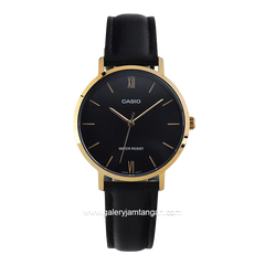 CASIO LTP-VT01GL-1BUDF Black Gold Leather Strap