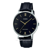 Casio General LTP-VT01L-1BUDF Black Silver Leather Strap