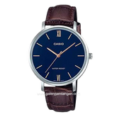 CASIO LTP-VT01L-2BUDF Brown Silver Leather Strap