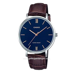 CASIO LTP-VT01L-2BUDF Brown Silver Leather Strap