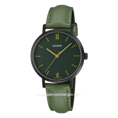 CASIO LTP-VT02BL-3AUDF Green Black Leather Strap