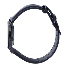 CASIO LTP-VT03BL-7BDF Black DIal White Leather Strap