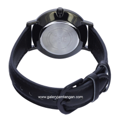 CASIO LTP-VT03BL-7BDF Black DIal White Leather Strap