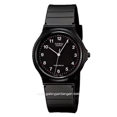 CASIO General MQ-24-1BLDF Black Dial White Rubber Strap