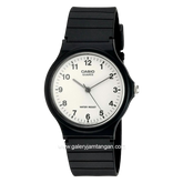 CASIO General MQ-24-7BLDF Black Dial White Rubber Strap