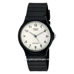 CASIO General MQ-24-7BLDF Black Dial White Rubber Strap