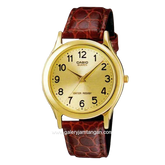 CASIO MTP-1093Q-9B Brown Dial Gold Leather Strap