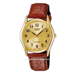 CASIO MTP-1094Q-9B Brown Gold Leather Strap