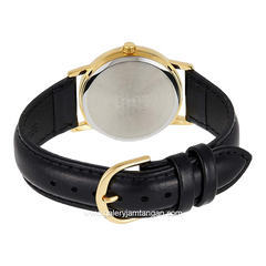 CASIO MTP-1095Q-7B Black Dial White Leather Strap