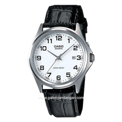 CASIO General MTP-1183E-7BDF Black Silver Leather Strap