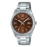 CASIO MTP-1302DD-5AVDF Men Light Silver Dial Brown Stainless Steel