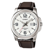 CASIO General MTP-1314L-7AVDF Brown Silver Leather Strap