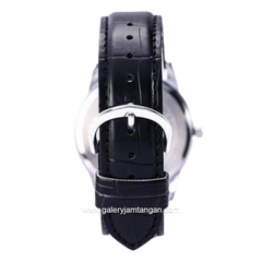 CASIO MTP-V001L-1BUDF Black Dial Black Leather Band