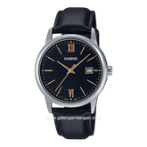 CASIO MTP-V002L-1B3UDF Black Silver Leather Strap
