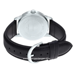 CASIO MTP-V002L-1B3UDF Black Silver Leather Strap