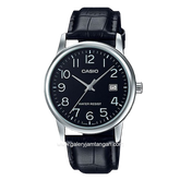 CASIO General MTP-V002L-1BUDF Black Silver Dial Black Leather Strap
