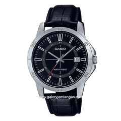 CASIO MTP-V004L-1CUDF Black Silver Leather Strap