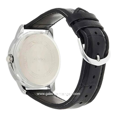 CASIO MTP-V004L-1CUDF Black Silver Leather Strap