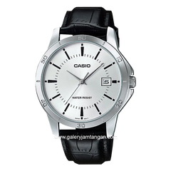 CASIO General MTP-V004L-7AUDF Black Silver Leather Strap