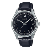 CASIO General MTP-V005L-1B4UDF Black Silver Dial Black Leather Strap