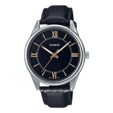 CASIO General MTP-V005L-1B5UDF Black Silver Leather Strap