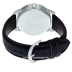 CASIO General MTP-V005L-1B5UDF Black Silver Leather Strap