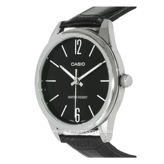 CASIO General MTP-V005L-1BUDF Black Silver Leather Strap
